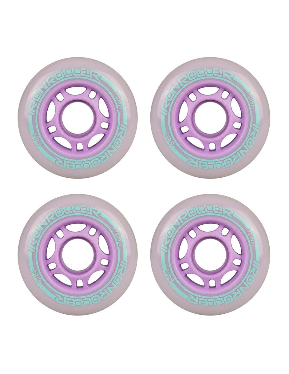 Set 4 Ruedas Patines Iron Roller 84a Morado Y Baleros Abec7