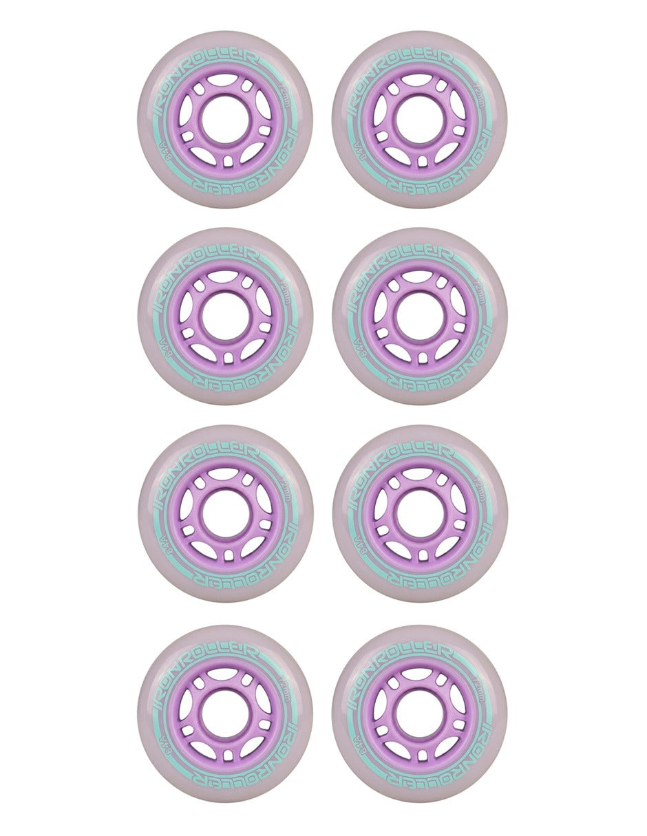 Set 8 Ruedas Patines Iron Roller 84a Morado Y Baleros Abec7