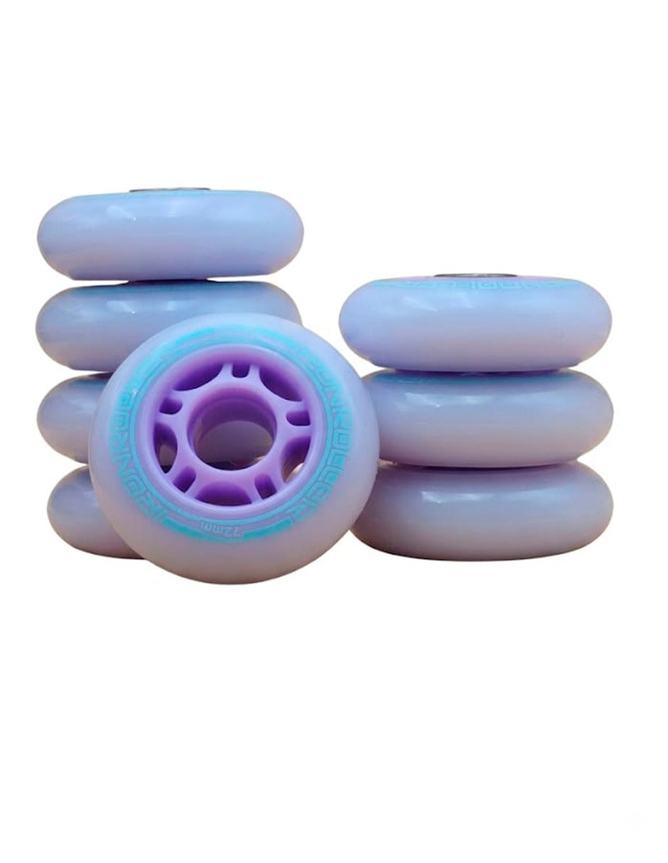 Set 8 Ruedas Patines Iron Roller 84a Morado Y Baleros Abec7