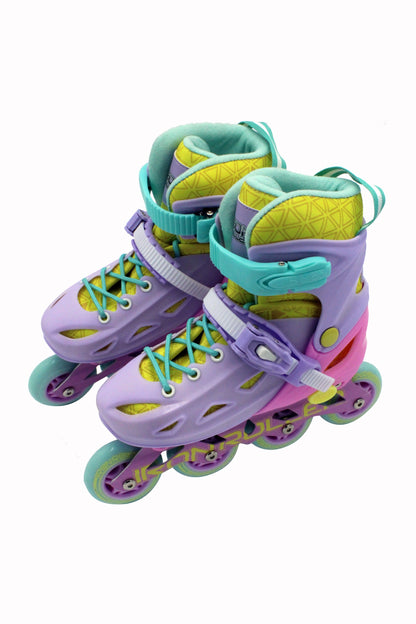 Combo Patines Ajustables Protecciones Y Bolsa Speed Rainbow
