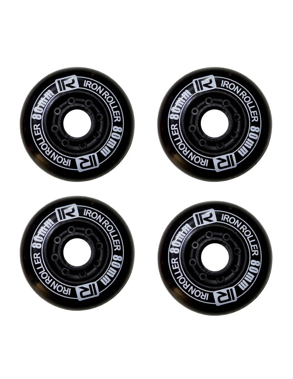 Set 4 Ruedas Iron Roller 80mm Negro Para Patines En Línea