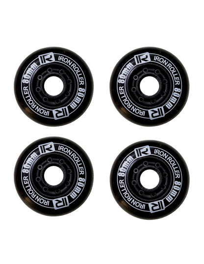 Set 4 Ruedas Iron Roller 80mm Negro Para Patines En Línea