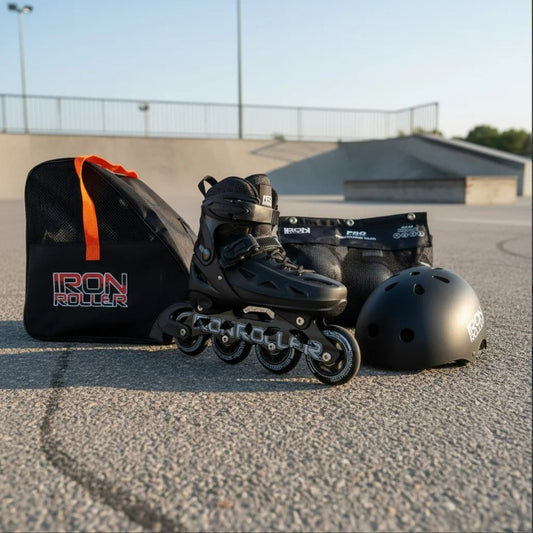 Combo De Patines, Casco, Protecciones Y Bolsa Speed Black