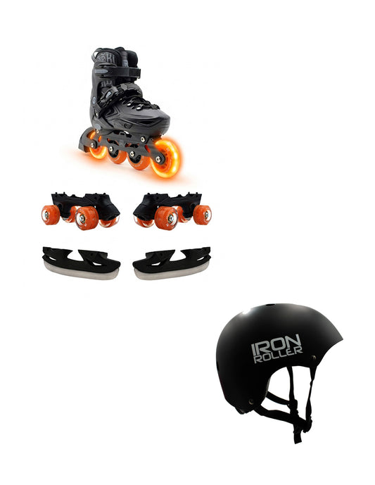 Combo De Patines Fire 3 En 1 Ajustables Con Casco
