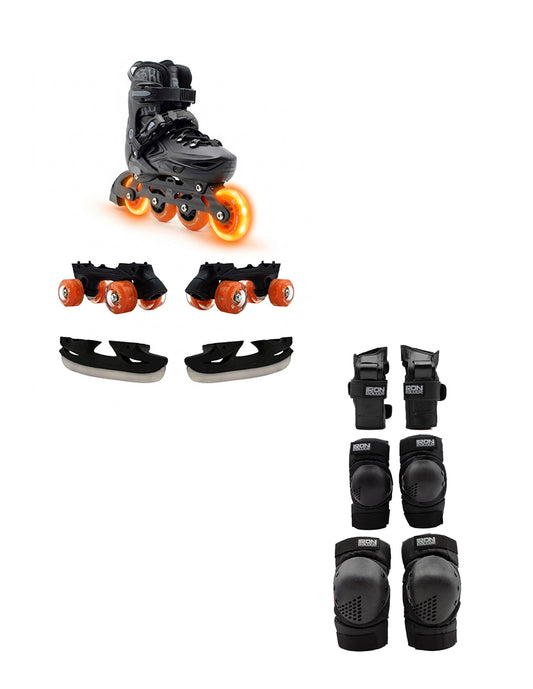Combo De Patines Fire 3 En 1 Ajustables Y Protecciones