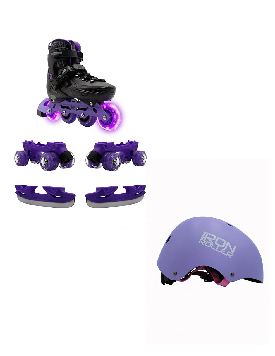 Combo De Patines Jade 3 En 1 Ajustables Con Casco
