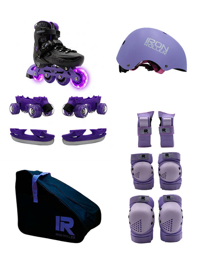 Combo Patines Jade 3 En 1 Ajustables Casco, Protec Y Bolsa