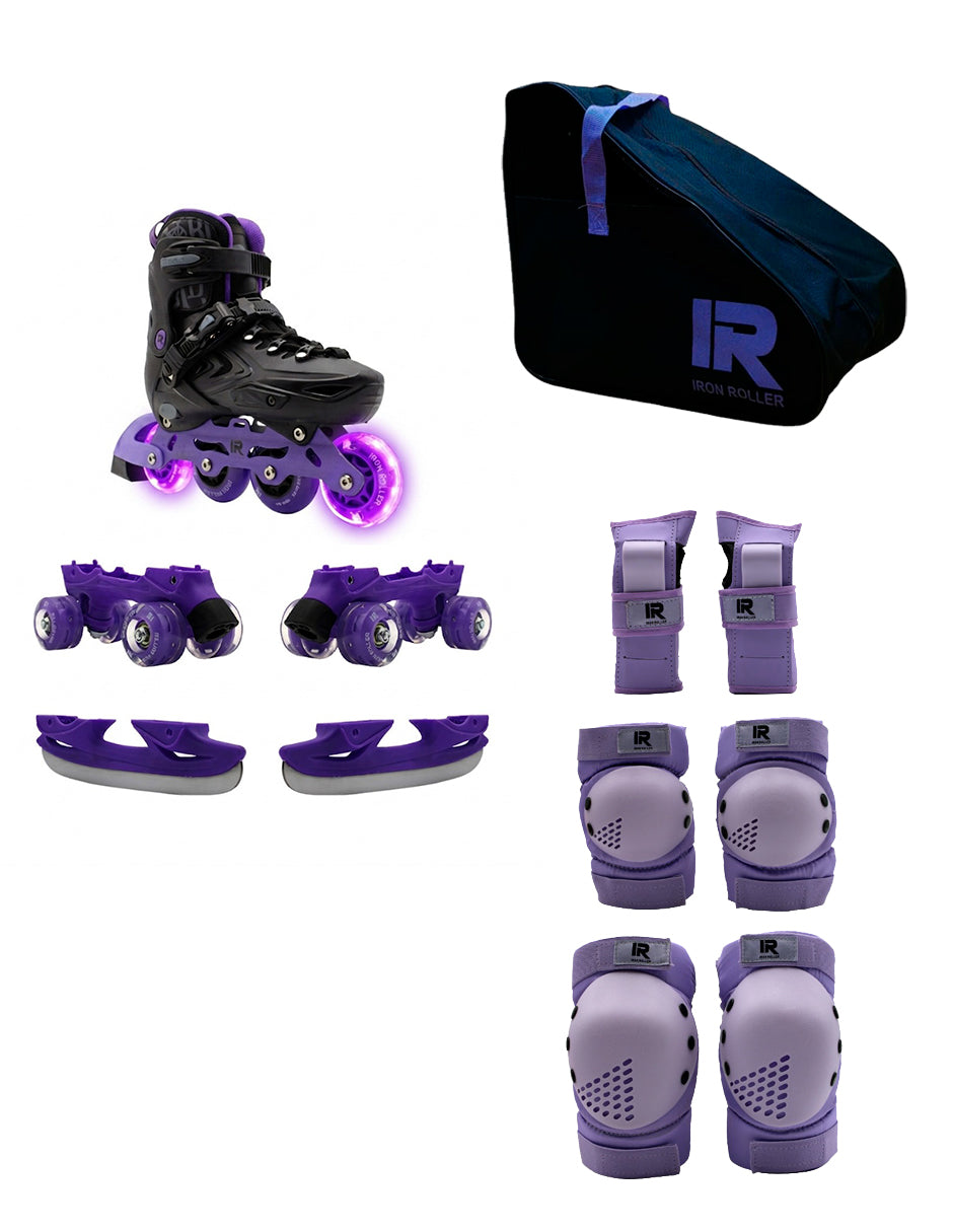 Combo De Patines Jade 3 En 1 Ajustables Protecciones Y Bolsa