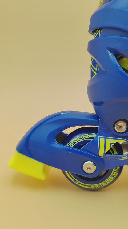 Combo De Patines Ajustables, Casco Y Protecciones Speed Azul