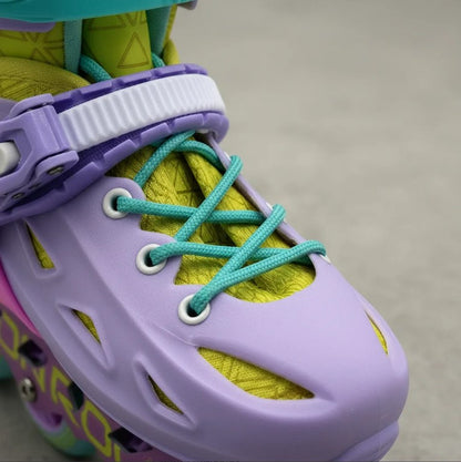 Combo De Patines Ajustables Speed Rainbow Casco Y Protecciones