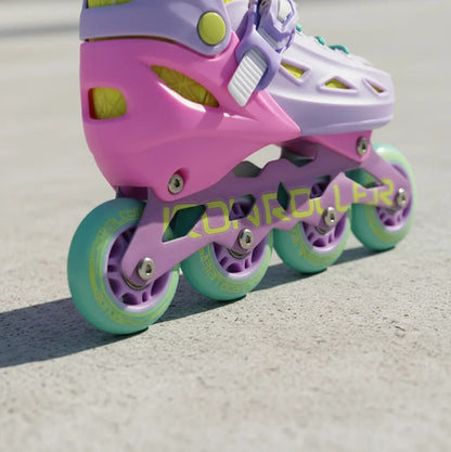 Combo De Patines Ajustables Speed Rainbow Casco Y Protecciones