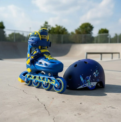 Combo De Patines Ajustables Y Casco Ir Speed Azul