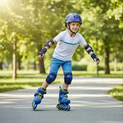 Combo De Patines Ajustables Y Casco Ir Speed Azul