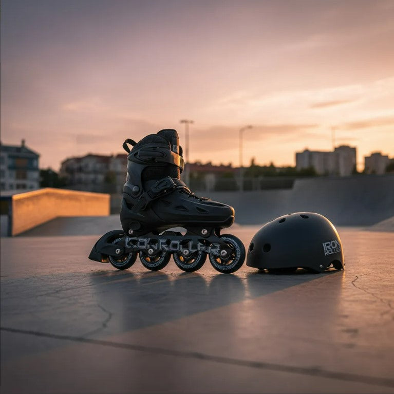 Combo De Patines Y Casco Speed Black
