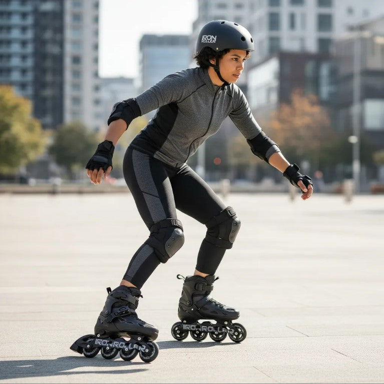 Combo De Patines Y Casco Speed Black