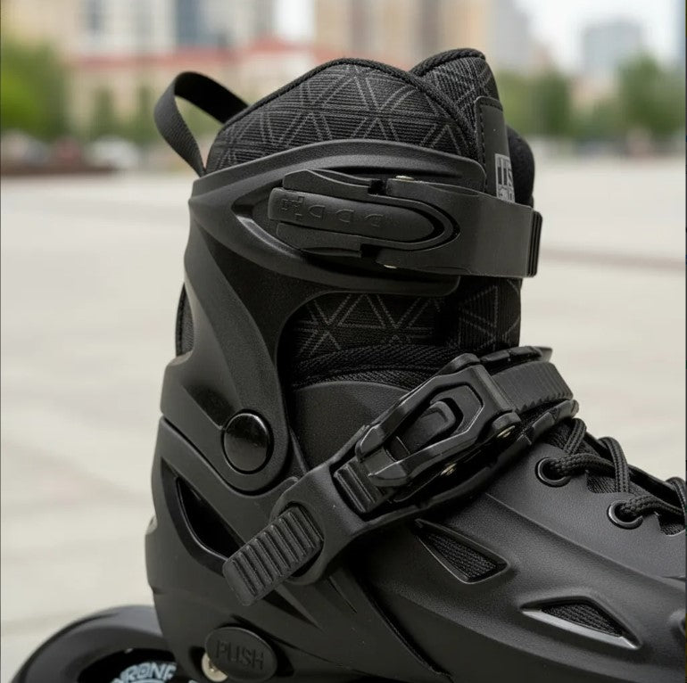 Combo De Patines Ajustables, Casco Y Protecciones Negro Total