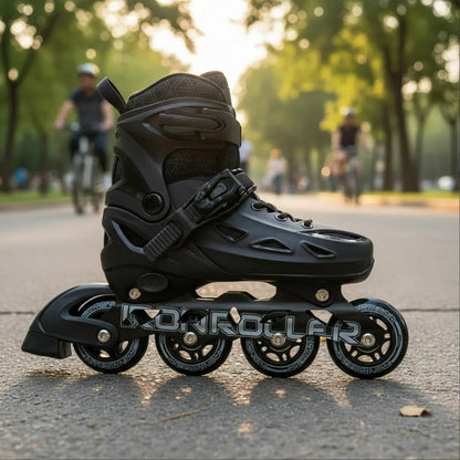 Combo De Patines Ajustables, Casco Y Protecciones Negro Total
