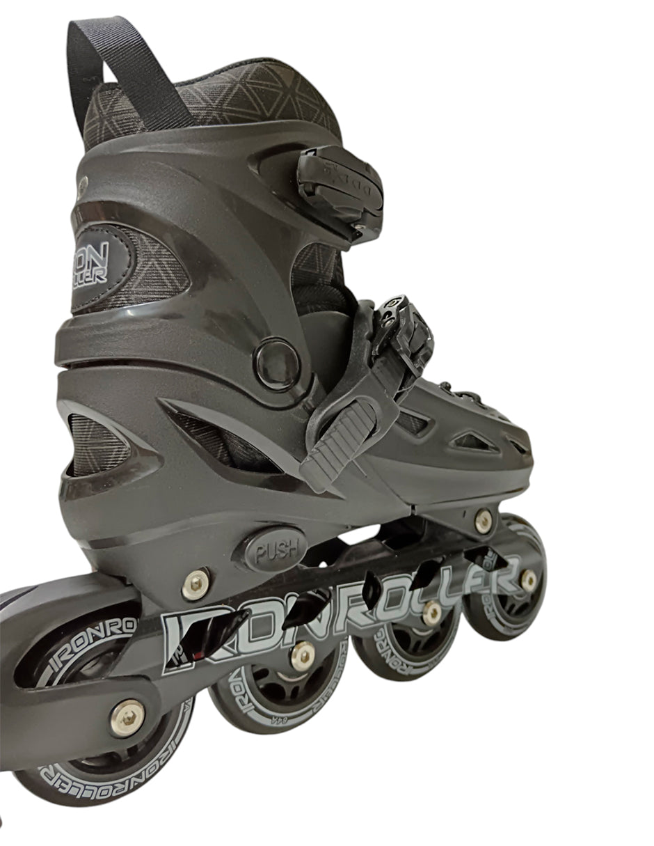 Combo De Patines Ajustables, Casco Y Protecciones Negro Total